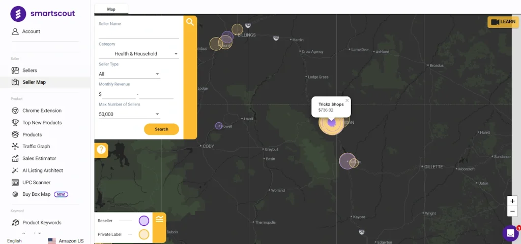 Smartscout - Checking the Seller Map
