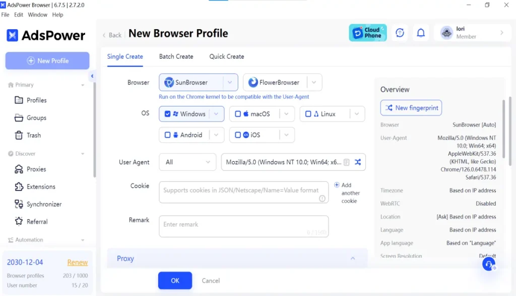 Unique and Customisable Browser Fingerprints by AdsPower