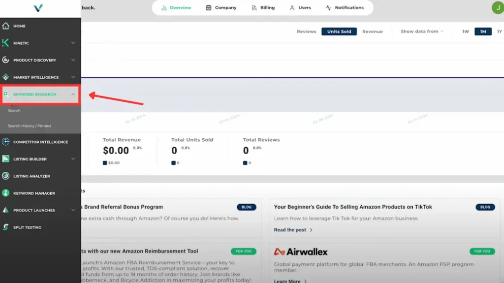 Viral Launch Keyword Research tool