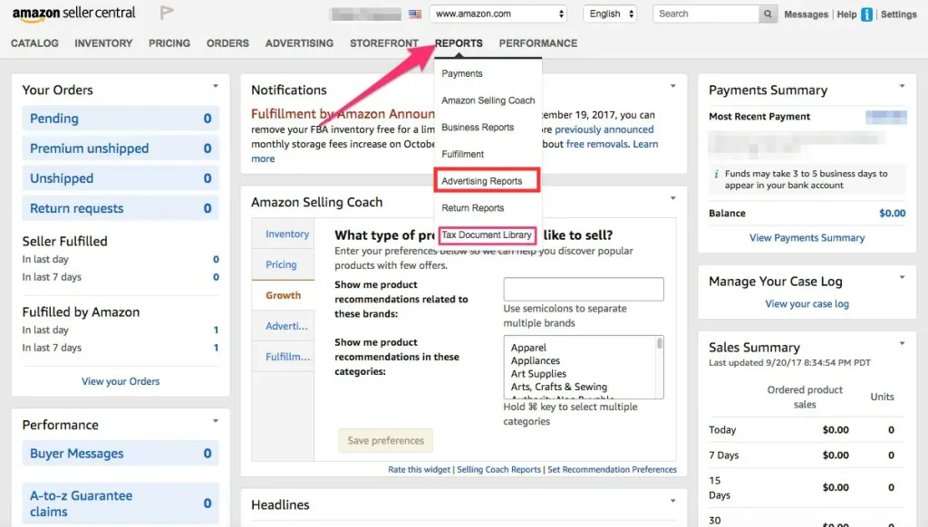 Amazon Seller Central Advertising Reports
