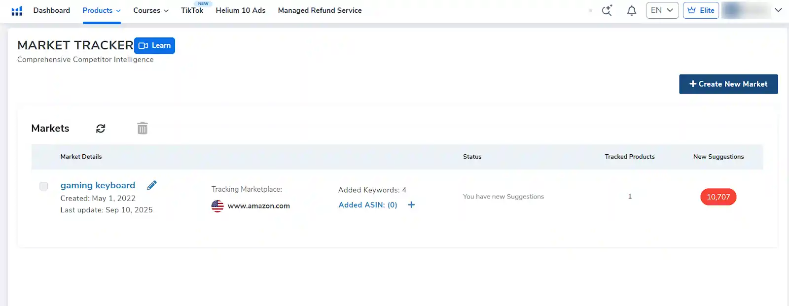 Helium 10 Market Tracker