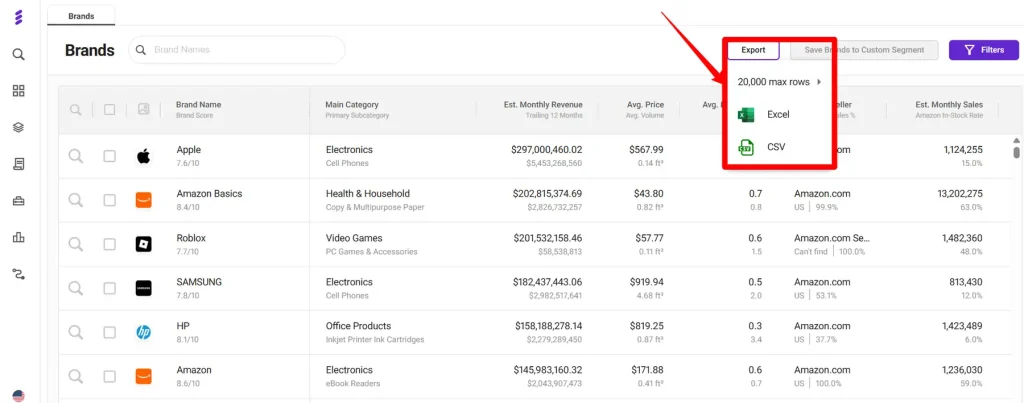 Export Data for Client Presentations in SmartScout